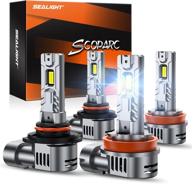 SEALIGHT 9005/HB3 H11/H8/H9 Fog Bulb 8x Brightness 80000LM S2S Series Wireless, HB3 H9 Fog Lights With Cooling Fan, 1:1 Subsize Quick Installation 50000Hrs Lifespan, Pack of 4 - Image 1